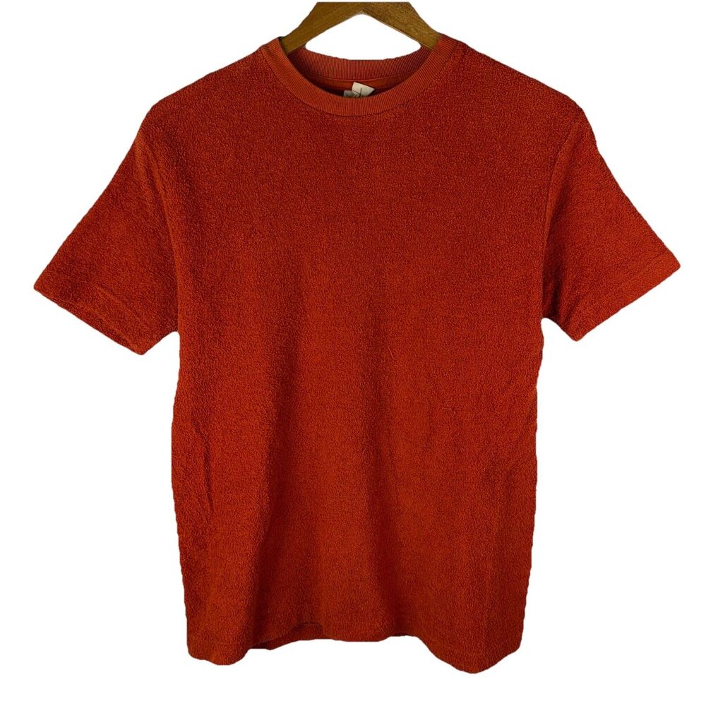 Vintage 60s Brent Mens L Shirt Terry Cloth Orange USA Made Montgomery Ward